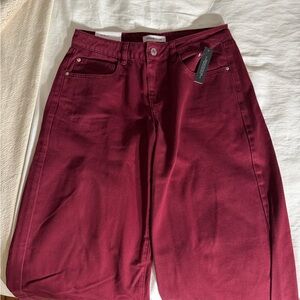 WeWoreWhat Relaxed Low Rise Baggy Pants in Burgundy